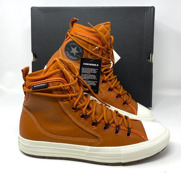 Converse CTAS High Top Sepia Egret Leather Sneaker Boot Men’s Brown 168862C - Picture 8 of 10